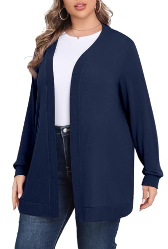 POSESHE Womens Plus Size Cardigan Sweater 2025 Fall Long Sleeve Lightweight Knit Open Front Casual Loose Cardigan3