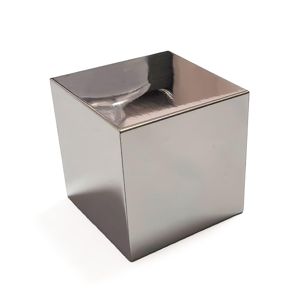 Scientific Metal Sample Block, Mirror Polished, No Engraving, R0.5 Chamfered Edges, Multiple Sizes & Alloys (GR1 (99.7 Titanium), 1.5inch Cube)