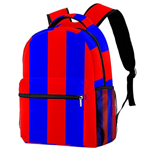 Sac à dos de voyage avec porte-bouteille rayé rouge et bleu pour enfants