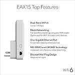 NETGEAR WiFi 6 Mesh Range Extender (EAX15) - Add up to 1,500 sq. ft. and 20+ Devices with AX1800 Dual-Band Wireless Signal Booster & Repeater (up to 1.8Gbps Speed), WPA3 Security, Smart Roaming