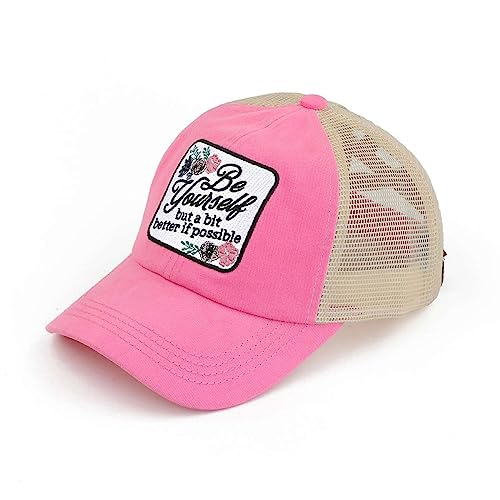 Image of C.C Ponycap Messy High Bun Ponytail Adjustable Mesh Trucker Baseball Cap Hat