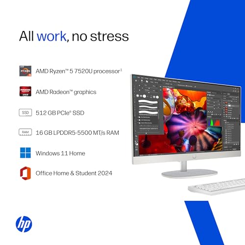 Image of HP All-in-One, AMD Ryzen 5 7520U (16GB LPDDR5, 512GB SSD) IPS, Three-Sided, Micro-Edge, Anti-Glare, FHD, 23.8''(60.5 cm), Win 11 Home, Office 24, 5.27kg, FHD IR Camera, 24-cr0271in
