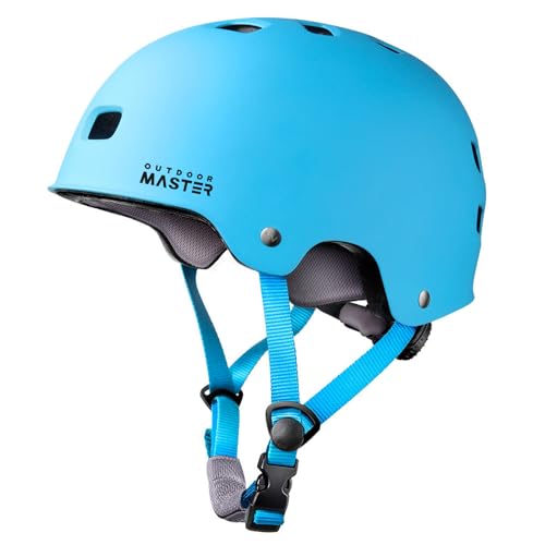 Image of OutdoorMaster Skateboard Cycling Helmet - Two Removable Liners Ventilation Multi-Sport Scooter Roller Skate Inline Skating Rollerblading for Kids, Youth & Adults - M - Blue