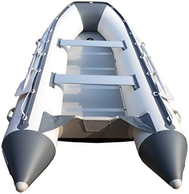 Newport 12ft 6in Catalina Inflatable Dinghy Boat Transom Sport Tender - 6 Person - 20 Horsepower USCG Rated, White/Gray