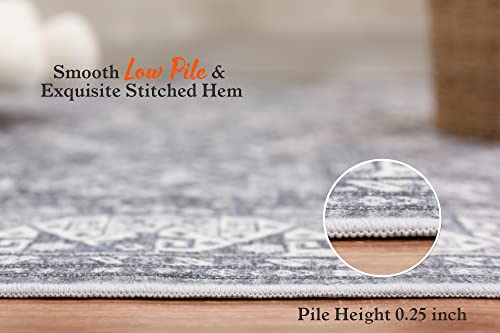 Rugland 2'6X8' Runner Rug - Stain Resistant Entryway Rug, Anti Slip Backing Hallway Runner Rug, Boho Vintage Tribal Area Rugs(Tpr12-Grey, 2'6X8') #TOP2