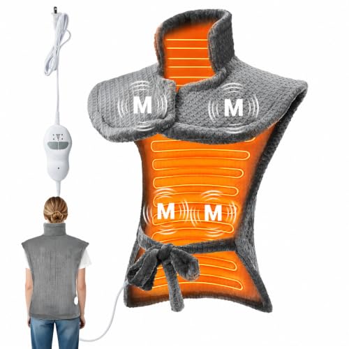 Wearable Vibrating Heating Pad for Neck Shoulders Back Pain Relief