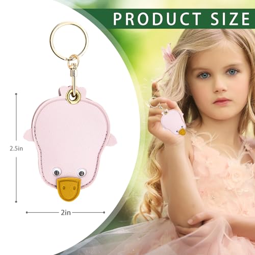 Image of Leather Keychain Case Holder Compatible with Apple AirTag, GPS Airtag Keychain Finder Tracker with Key Ring, Anti-Scratch Protective Air Tag Cover | Leather