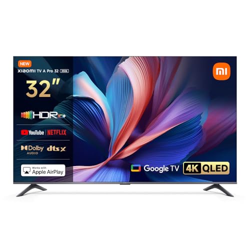 XIAOMI A Pro, 32 Zoll (81 cm), QLED, Smart TV, Google TV, Triple Tuner DVB-C/S/S2/T/T2, Dolby Audio, DTS Virtual:X, DTS-HD, Sprachsteuerung mit, Kompatibel mit Apple Airplay & Google Cast