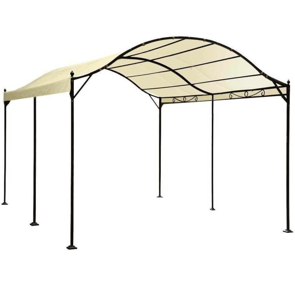 MilaniHome.it - Gazebo 3x4 A Onda in Metallo Ferro Nero con Telo Beige per Esterno Giardino Ricovero Copri Autodi coloreAntracite