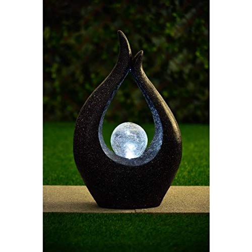 MMJ Solar Powered Garden Sculpture with Beautiful Solar Crackle Ball Black
