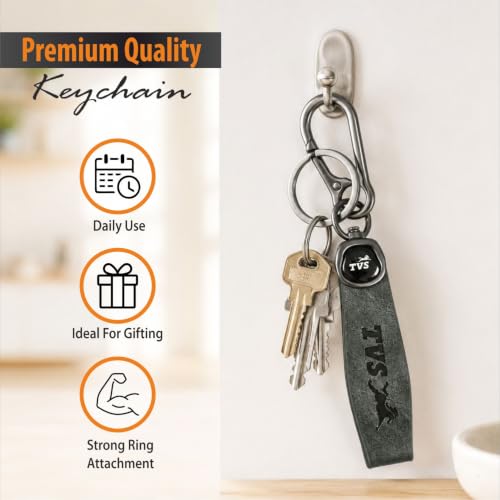 Image of Premium Keychain Compatible with TVS Bike Keys | Heavy Duty Metal Key Ring Holder | Stylish Durable Leather Key Holder | Bike Keychain For men