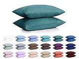 DreamHome Microfiber Pillowcases, Set of 2 (Standard, Teal)
