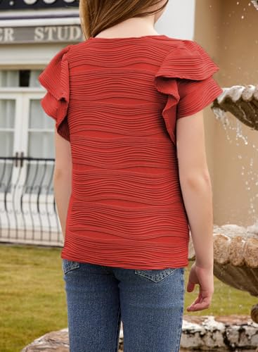 blibean Girls Ruffled Short Sleeve Textured Tops Shirts Size 6-15 Years4