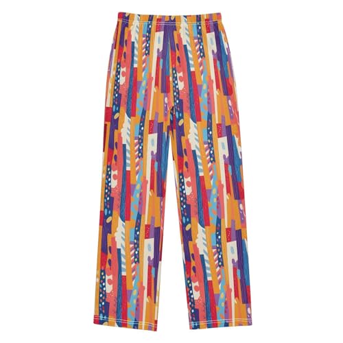 Rainbow Line Pattern Pajamas Bottoms with Pockets Comfy Pjs Sleepwear Elastic Waistband Pajamas Pants Lounge Pants