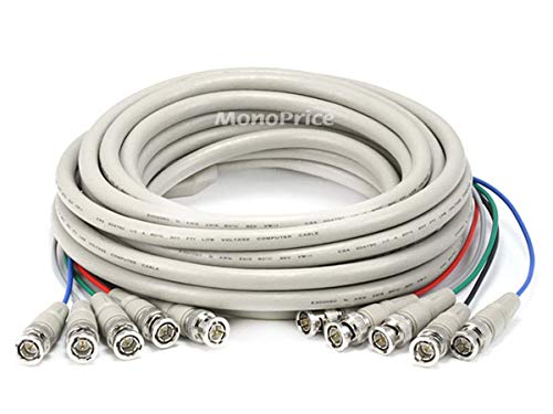 Monoprice RGB Video Cable - 25 Feet - White | 5 BNC Male to 5 BNC Male