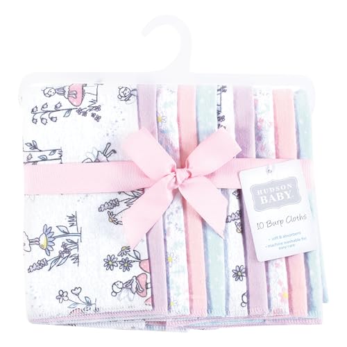 Image of Hudson Baby Unisex Baby Flannel Burp Cloth 10pk, Garden Fairies, One Size