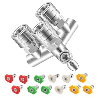 EZALOR Triple Pressure Washer Nozzle, 3-in-1 Power Washer Tips, 3 Nozzles for Pressure Washing with 12PCS Power Washer Spray Nozzles (0, 15, 25, 40 Degree), 1/4 Inch Quick Connect, 5000 PSI