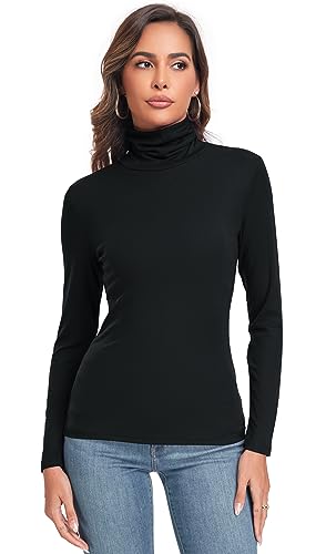 Women's Long Sleeve Casual Lightweight Turtleneck Top Slim Fit Thermal Active Layer Shirts2