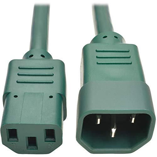 Image of Tripp Lite 2 ft. Heavy Duty Power Extension Cord, C14 to C13, 15A, 14 AWG, Green (P005-002-AGN)