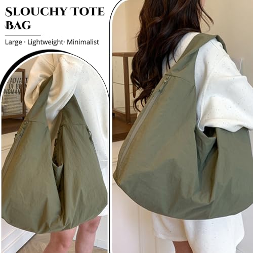 Bolso Tote Slouchy para mujer de nylon grande con bolsillos miniatura 2