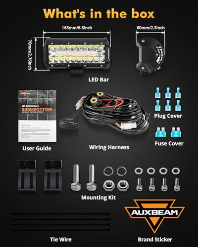 Auxbeam 6 Modes Amber White Series 7" 300W LED Light Bar, Flashing Strobe LED Pods Spot Flood Combo, Dual Color Amber Fog Lights for Jeep, Car, Motorcycle, ATV, UTV, SUV, Pair