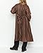 Leyoutx Women's Casual PU Leather Long Jacket Lapel Open Front Trench Coat with Belt (X-Small, Brown)