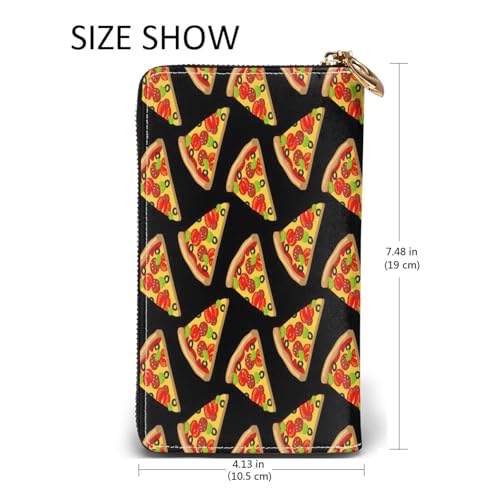Portefeuille en cuir de qualité supérieure Tasty Pizza zippé RFID