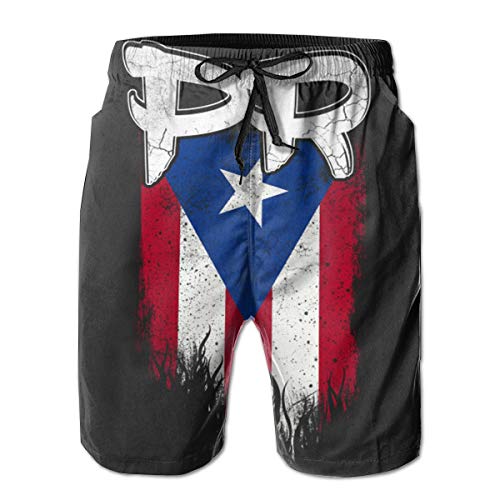 Man Novelty Swimwear Swim Trunks Puerto Rico Pr Flag Quick Dry Running Casual Beach Summer with Pockets Medium