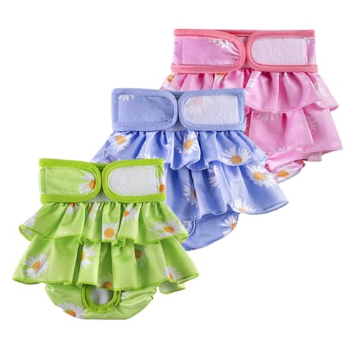 Female Dogs Physiological Pants,Reusable Dog Diapers Female,Washable Diapers（3 Pieces * M Size，Waist Circumference Between 15-21.5 inches） -  Daslakdc, mgslk-01