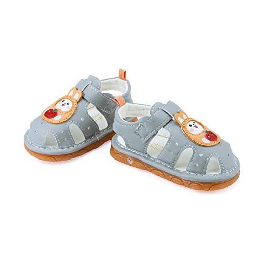 Image of SOFMUO Baby Boys Girls Squeaky Sandals Non-Slip Soft Rubber Sole Closed Toe Infant Summer Outdoor Shoes Toddler First Walkers
