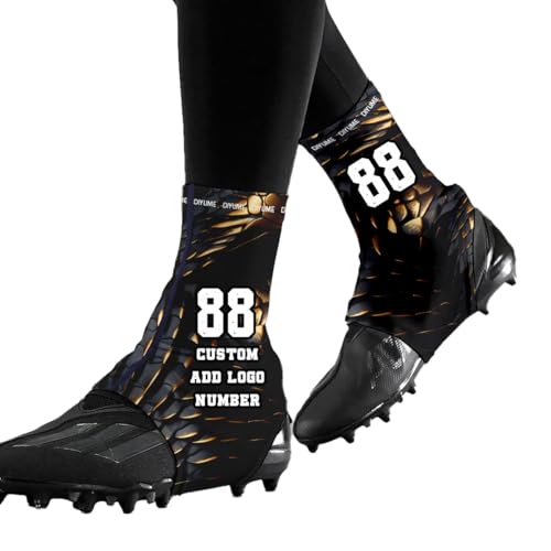 DIYUME Custom Spats Dragon Scales Cleat Guards Keeps Turf Sports Gear for Soccer, Black