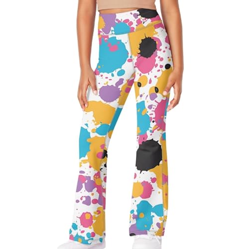 Splash Ink High Waist Yoga Pants Casual Long Flared Leggings Tight Sweatpants for 5-14 Girls3