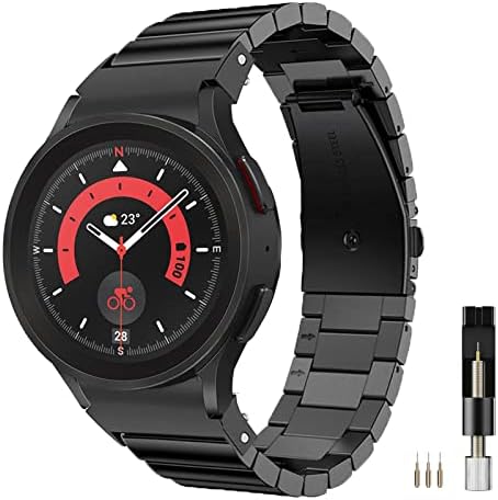 Miimall Metal Strap Compatible with Samsung Galaxy Watch 5/Watch 5 Pro/Watch 4/Watch 4 Classic 40mm 42mm 44mm 45mm 46mm, Stainless Steel Adjustable Replacement Band for Samsung Galaxy Watch 5-Silver