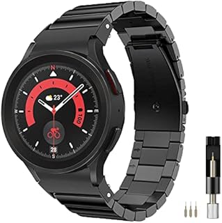 Miimall Metal Strap Compatible with Samsung Galaxy Watch 5/Watch 5 Pro/Watch 4/Watch 4 Classic 40mm 42mm 44mm 45mm 46mm, Stainless Steel Adjustable Replacement Band for Samsung Galaxy Watch 5-Silver