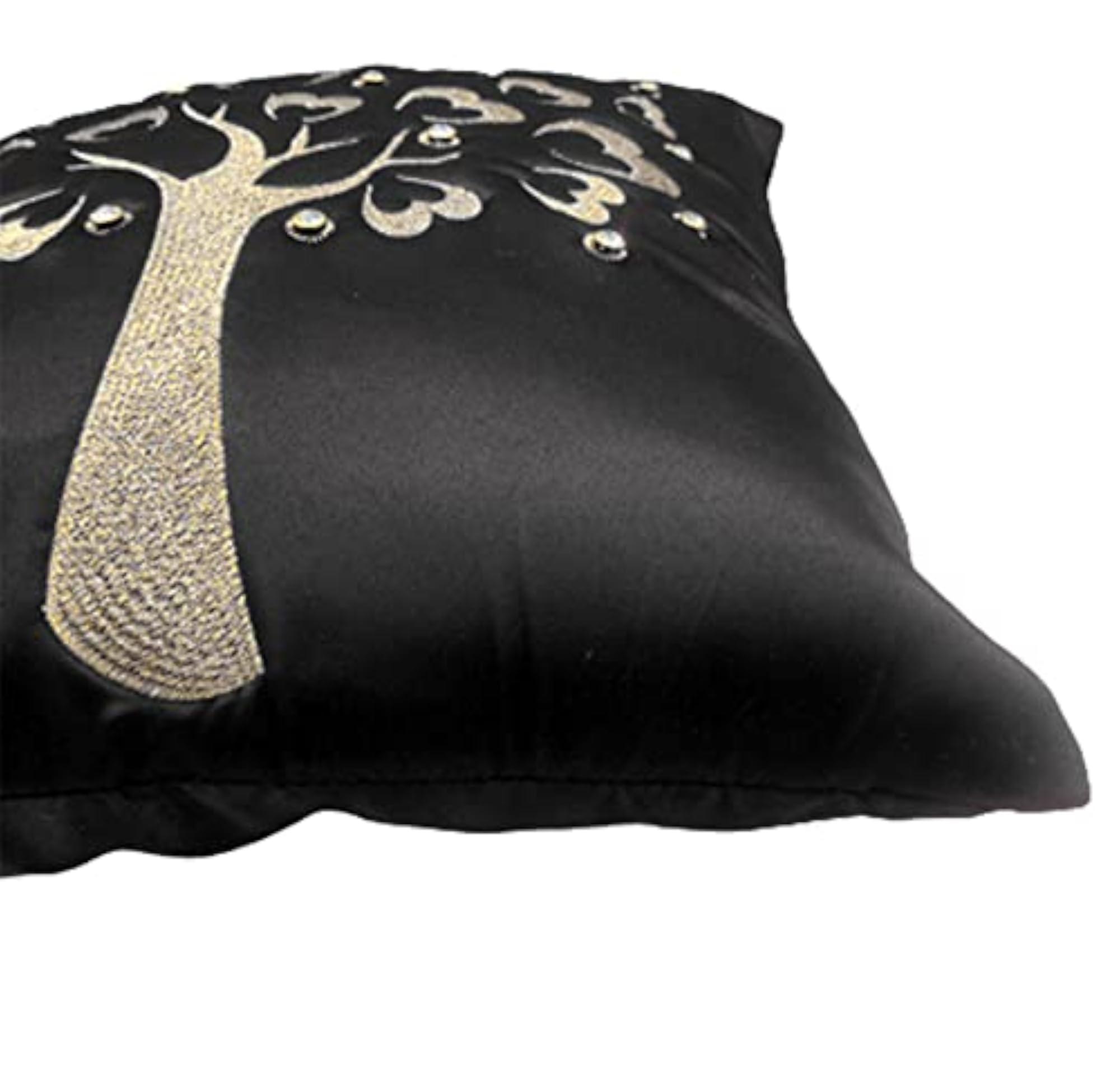 Black Gold Embroidered Velvet Cushion Case