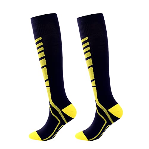 Chaussettes de Contention pour Femmes et Homme, Bas de Contention Chaussettes de Compression Chaussettes Protection de la Cheville pour Sport, Trekking, Voyage, Vol, Infirmiers (Bleu marin, L/XL) Cover