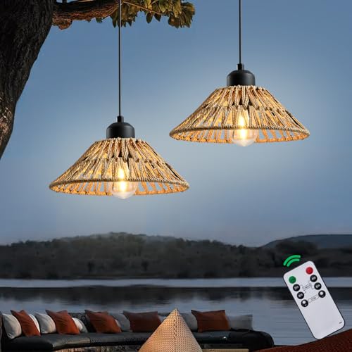 Candelabro colgante para exteriores a pilas pack de 2 luces con mando para cenador