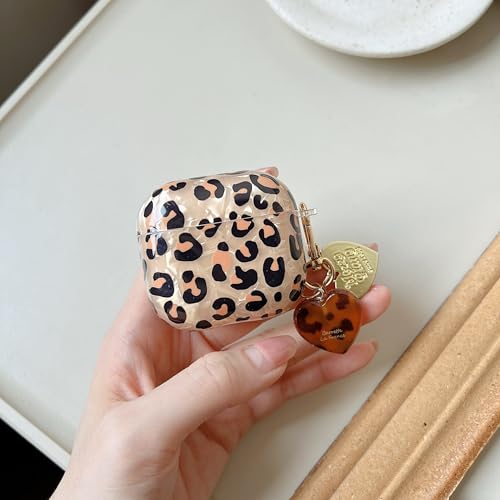 Image of MINSCOSE for AirPods 4 Case,Cool Glitter Leopard Shell Pattern Design with Stylish Heart Shaped Keychain,Soft TPU Protective Cover with Cleaner Kit for AirPods 4-Cold