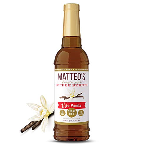 Matteos Sugar Free Coffee Flavoring Syrup Vanilla Delicious Coffee Syrup 0 Calorie 0 Sugar Coffee Syrups Keto Friendly 25.4 Oz 1-Pack