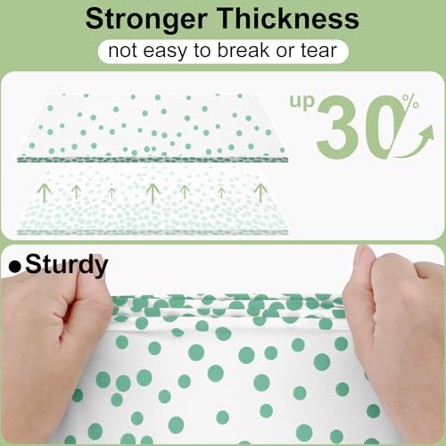 Image of Smiry Plastic Table Cloth Disposable 3 Pack, 54 x 108 Inch Rectangle Waterproof Tablecloth, Printed Gold Table Runner Style for Birthday Weeding, Party Decorations, Leakproof & Sturdy, White and Teal