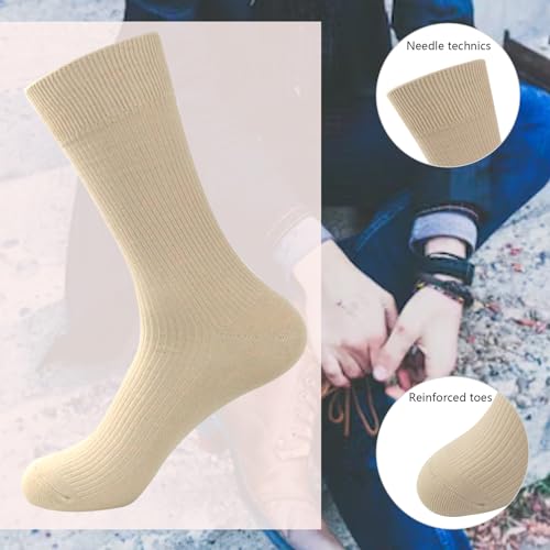 LA DEARCHUU Mens Dress Socks 6 Pairs Cotton Classic Solid Color Crew Socks Lightweight Soft Mens Socks2