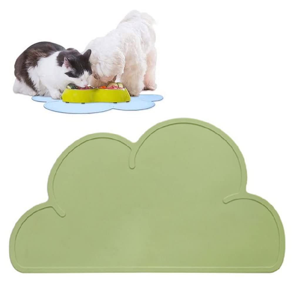 Silicone Dog Cat Bowl Mat, Waterproof Slip Resistant Silicone Pet Feeding Mat with High Lips, Cats and Dogs Food Placemat Tray, Raised Edges to Prevent Water Spills on Floors, Dishwasher Safe