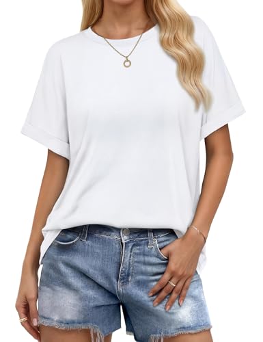 Wayleb Camiseta Manga Corta Mujer Oversize Verano Cuello Redondo Sólido Elegantes T Shirt Casual Básico Ropa Suelto Tallas Grandes