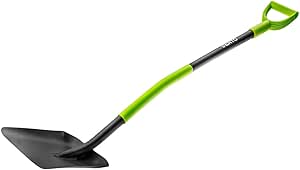 KADAX Geharde schep met metalen kop, schep met lange steel, tuinschep met D- handgreep, robuuste grafspade, tuinspade om te graven (metalen steel, goud