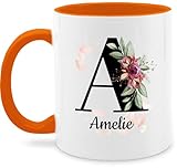 Tasse Tassen 325ml - Anfangsbuchstabe - Buchstabe anpassbar mit Name I Geschenk Initialen - 325 ml - Orange - kaffeetasse selbst beschriften buchstabentasse buchstaben a glühweintassen