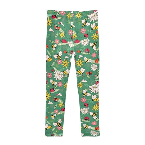 Girls Basic Leggings Baby Girls Pants Ladybugs Bees Soft Footless Stretchy Tights Pants 4-10Y2