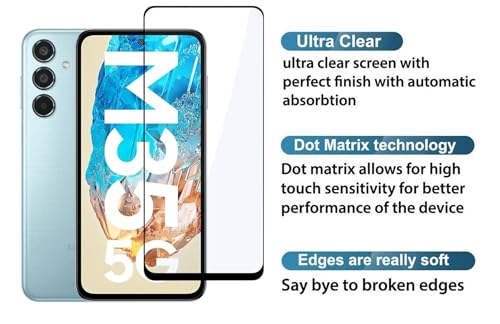 Image of SENBUN Tempered Glass Screen Protector Compatible for Samsung Galaxy M35, A35, A55 5G with Edge to Edge Coverage and Easy Installation Kit, Pack of 1, Black