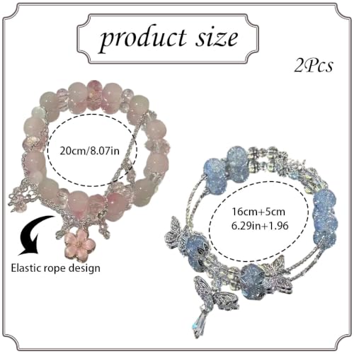 YFXXEEA 2Pcs Blue Crystal Fish Tail and Moon Blue and light pink - Image 3