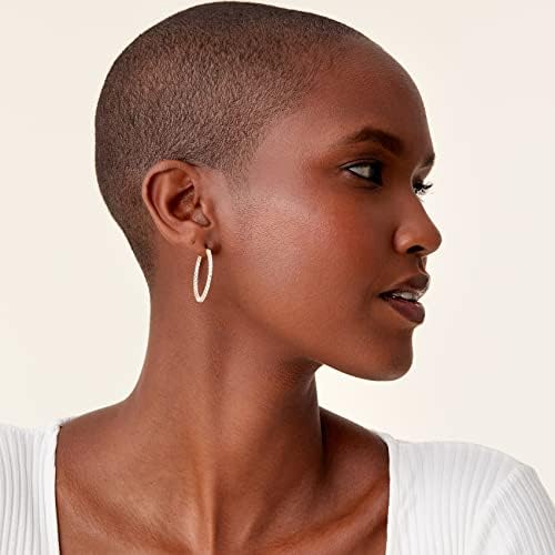 PAVOI 14K Gold Plated 925 Sterling Silver Post Cubic Zirconia Hoop Earrings | Yellow Gold Hoops | 30mm