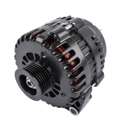 GELUOXI 220A 12V Black Alternator 4-Pin AD244 6 Grooves Replacement for GM LS Based Trucks Vans SUV Applications 1999-2006